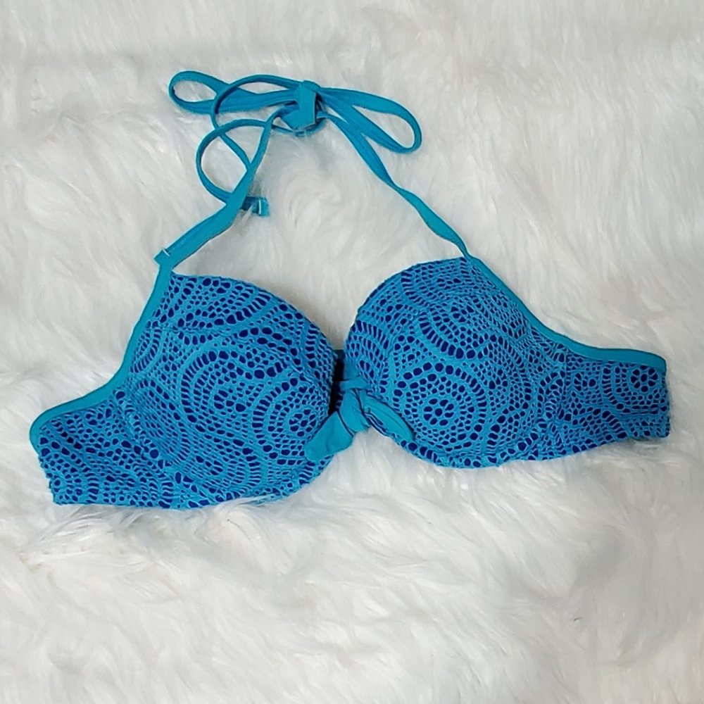 Aerie Blue Halter Neck Netted Bikini Top